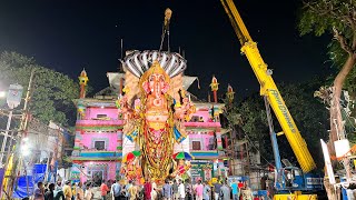 Khairatabad Ganesh Shoba Yatra 2023  Khairatabad Ganesh lifting With Crane KhairatabadNimajjanam [upl. by Lotsirhc702]