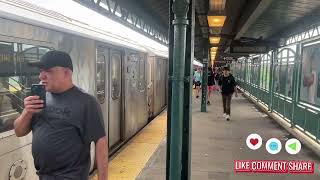 R142 and R142A 4 trains entering and leaving 161st StreetYankee Stadium in the Bronx [upl. by Gittle]