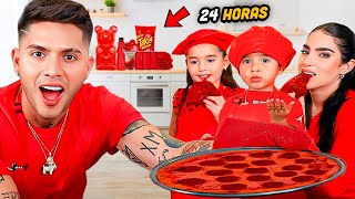 24 HORAS COMIENDO ROJO 🔴 Con la familia JUKILOP [upl. by Airtap]