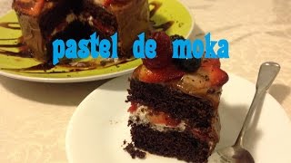 Receta de pastel de moka envinado y relleno de fresas con crema repostreria pasteles angycrisjavi [upl. by Cibis]