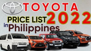 TOYOTA Price List in Philippines 2022 [upl. by Wurst]