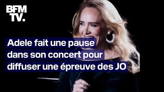 La chanteuse Adele interrompt son concert à Munich pour regarder une épreuve des JO [upl. by Boot]