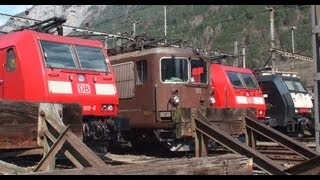 Bahnverkehr in Wassen und Erstfeld Gotthard 032012 [upl. by Ahseenak]