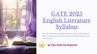 Detailed discussion on GATE Syllabus for English Literature 2025 [upl. by Chrystal297]