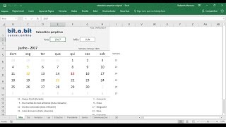 Calendário permanente em Excel [upl. by Juditha]