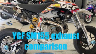 YCF SM155 racing exhaust comparison [upl. by Anirtek]