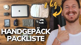 Günstig Fliegen Handgepäck packen für 1 Woche  max 8 Kilo Handgepäck Packliste [upl. by Betteann]