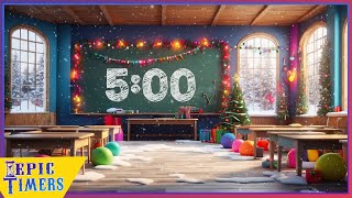 5 Minute Countdown Timer with Relaxing music Fall Classroom Scene [upl. by Brnaba]