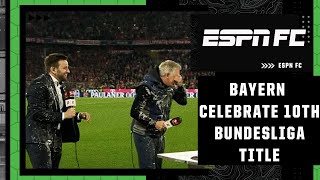 BEER SHOWER EVERYWHERE 🍻 Bayern celebrate 10th Bundesliga title win  ESPN FC [upl. by Rubenstein]