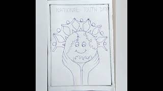 National Youth Day Drawing  Youth Day poster drawing  easy youth day drawing  shorts [upl. by Kwon204]