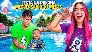 ANIVERSÁRIO DE 10 MESES DO DAVI festa na piscina [upl. by Abehshtab]