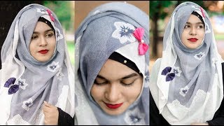 Without Neck Pin Side Swept Hijab Style with Large Coverage  Hijab Style For Class  MUNA [upl. by Alimaj]