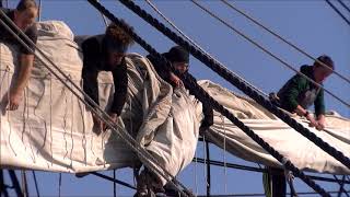 Furling Sail on the U S Brig NIAGARA [upl. by Queena]