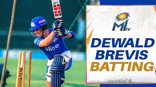 Dewald Brevis batting in the nets  Mumbai Indians [upl. by Thetes32]