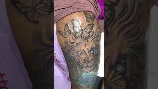 Lion Thigh Tattoo Design [upl. by Rothmuller]