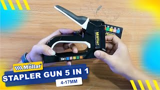 Review amp Test MOLLAR 28014144B Staples Tembak 5 in 1 Staple Gun Tacker Steples Jok 414 mm [upl. by Sharyl]