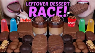 ASMR LEFTOVER DESSERT RACE TICO ICE CREAM MALTESERS CARAMEL CHOCOLATE CAKE BAR FERRERO MOUSSE 먹방 [upl. by Sallie]