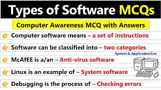 Types of Software MCQ with Answers  Computer Awareness [upl. by Zetta]