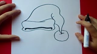 Como dibujar un gorro de papa noel paso a paso  How to draw a santa claus hat [upl. by Lymann]