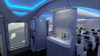 Boeing 787 Dreamliner interior  fly through [upl. by Bbor931]