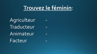 Trouvez le féminin des métiers en français  Exercice [upl. by Ocnarfnaig]