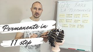 Come fare la permanente riccia o ondulata donna uomo Tutorial in 11 step Scuola parrucchieri BASE [upl. by Elem]