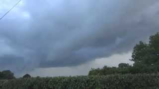 Thunderstorm Shelf Cloud  torrential downpour N Ireland 2 August 2013 [upl. by Huberty]