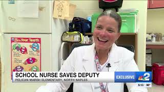 Pelican Marsh Elementary nurse saves school resource officer after heart attack [upl. by Ymmaj]