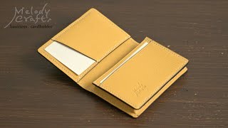 【レザークラフト】名刺入れを作る～型紙付き  Leather Craft Making an Business card holder [upl. by Liba]