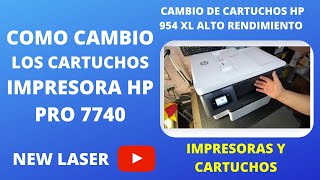 HP OFFICEJET PRO 7740 COMO CAMBIO LOS CARTUCHOS Y CABEZAL FACIL CHANGE OF CARTRIDGES AND HEAD EASY [upl. by Hyatt353]