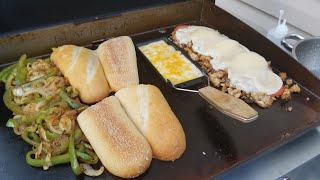 Philly Chicken CheeseSteak Blackstone 22inch griddle Barbeclette Cookingwithfriends Edition [upl. by Nade]