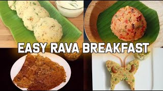 4 Easy Rava Breakfast  Sooji Recipes  Semolina Recipe [upl. by Swanhilda]