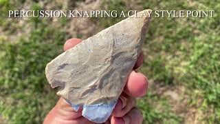 Percussion Knapping a Clay style Spearpoint out of Agatized coral [upl. by Nek]