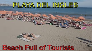 PLAYA DEL INGLES Beach Full of Tourists Anexo II Tipsy Hammock October 2023 GRAN CANARIA [upl. by Margret]