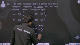 The earths magnetic field at a certain place has a horizontal component 03 Gauss and the total [upl. by Inavoy956]