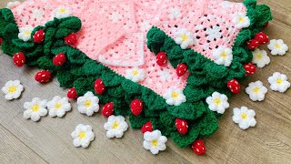 Strawberry Border Baby Blanket Crochet Tutorial Part 2 [upl. by Oicirtap]