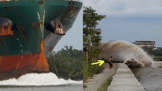 The Curve When The Container Ship Passed Created Big Waves [upl. by Itnahsa]