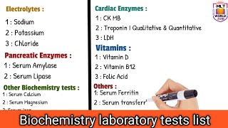 Biochemistry department laboratory tests list [upl. by Aicats]