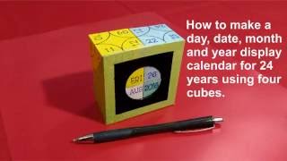 DIY Perpetual Day Date Month amp Year display calendar with 4 cubes [upl. by Bratton]