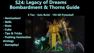 Diablo 3 Season 24  Crusader  Legacy of Dreams  Bombardment amp Thorns  S Tier Pushing Build [upl. by Eladnar]