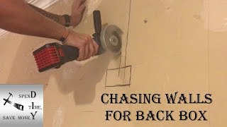 Chasing out a wall for an electrical back box and cable Also how to get the cables behind coving [upl. by Eeroc]