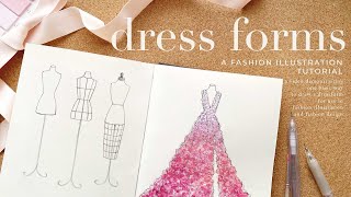 How to Draw a Dress Form ✨ Fashion Illustration Tutorial [upl. by Frasier]