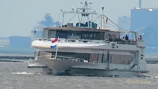 inland cruiseliner WARSTEINER ADMIRAL meets Borkum Island Ferry OSTFRIESLAND Emden [upl. by Imekawulo900]