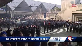 Watch the emotional final tribute to KCPD Officer James Muhlbauer and his K9 partner Champ [upl. by Yrag]