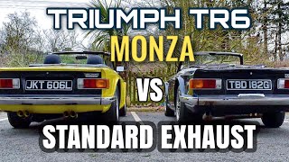 Triumph TR6 Monza Vs Standard Exhaust [upl. by Zedecrem]