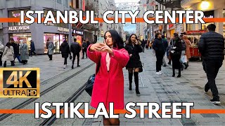 ISTANBUL CITY CENTER ISTIKLAL STREET 1 FEBRUARY 2024 WALKING TOUR 4K ULTRA HD  STREET FOODSSHOPS [upl. by Enivid168]