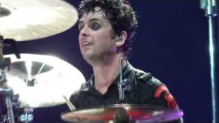 Green Day  Billie Joe Armstrong playing drums Live 2 7 2010 Rock Werchter Belgium [upl. by Aridnere42]