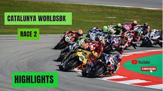 Catalunya WorldSBK Race 2 HIGHLIGHTS [upl. by Gnues]