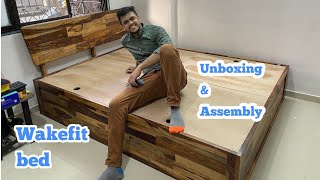 Wakefit Auriga Sheesham Wood Platform With Storage Queen BedSolid Wooden Textured FinishNatural [upl. by Waldman]