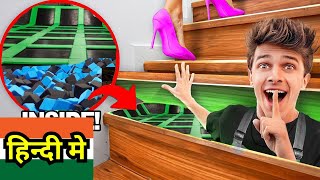 Brent Rivera Built SECRET Trampoline Park In His House In Hindi  Brent Hindi Secret Room Challenge [upl. by Alik]